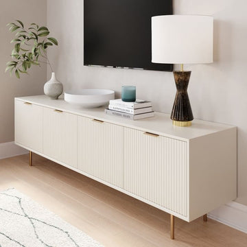 Ivory Luxe Console – Fluted Gold Accent Edition