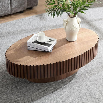 Sable Oval Black Fluted Coffee Table