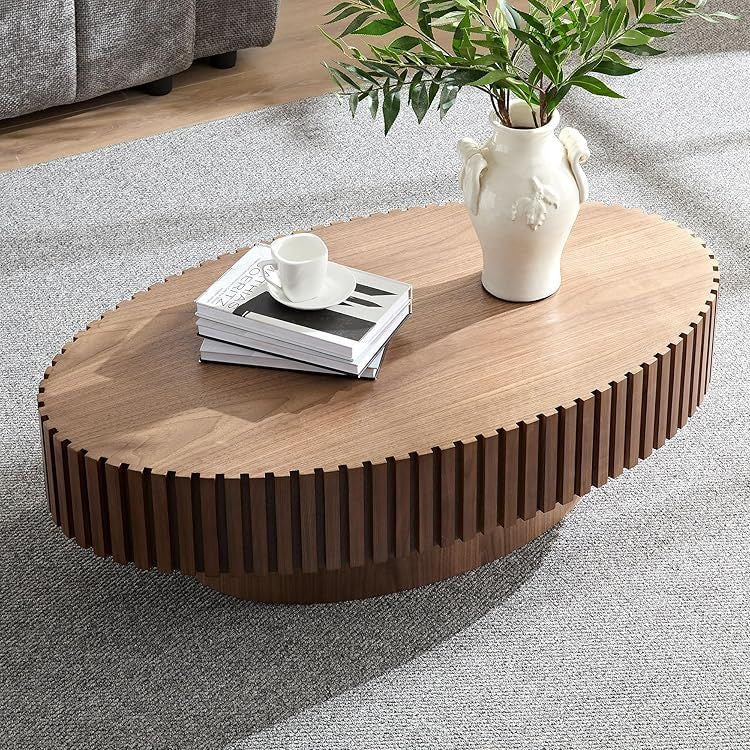 Sable Oval Black Fluted Coffee Table