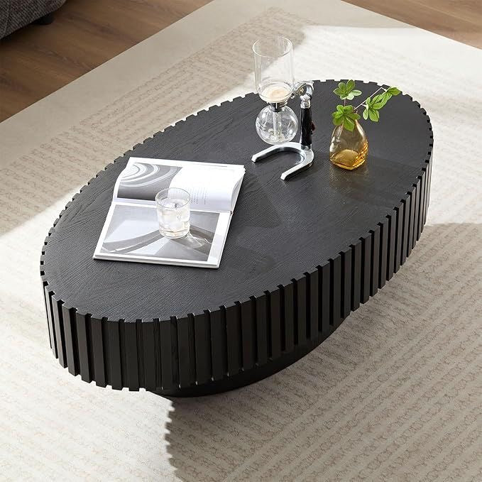 Sable Oval Black Fluted Coffee Table
