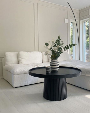 Noir Round Fluted Pedestal Coffee Table