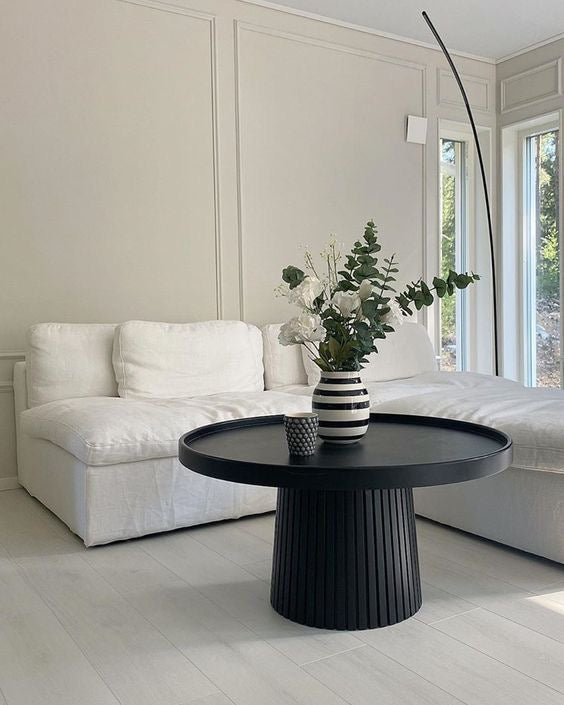 Noir Round Fluted Pedestal Coffee Table