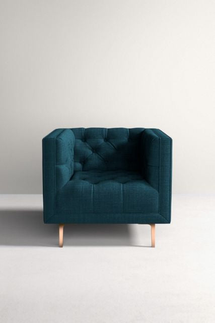 Modern Tufted Teal Armchair