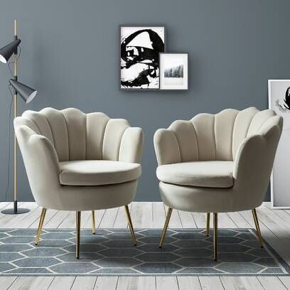Scallop Shell Velvet Accent Chairs – Set of 2