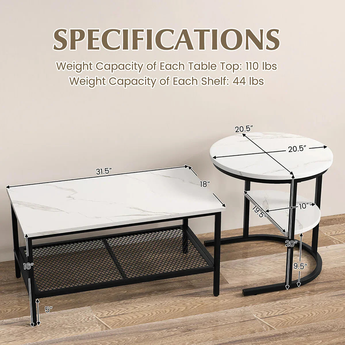 Javarrius Living Lounge Nesting Coffee Center Table