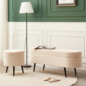 NordicFlair Luxury Flannel Pouffe Bench