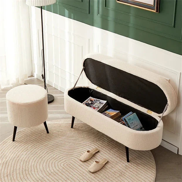 NordicFlair Luxury Flannel Pouffe Bench