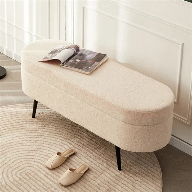 NordicFlair Luxury Flannel Pouffe Bench