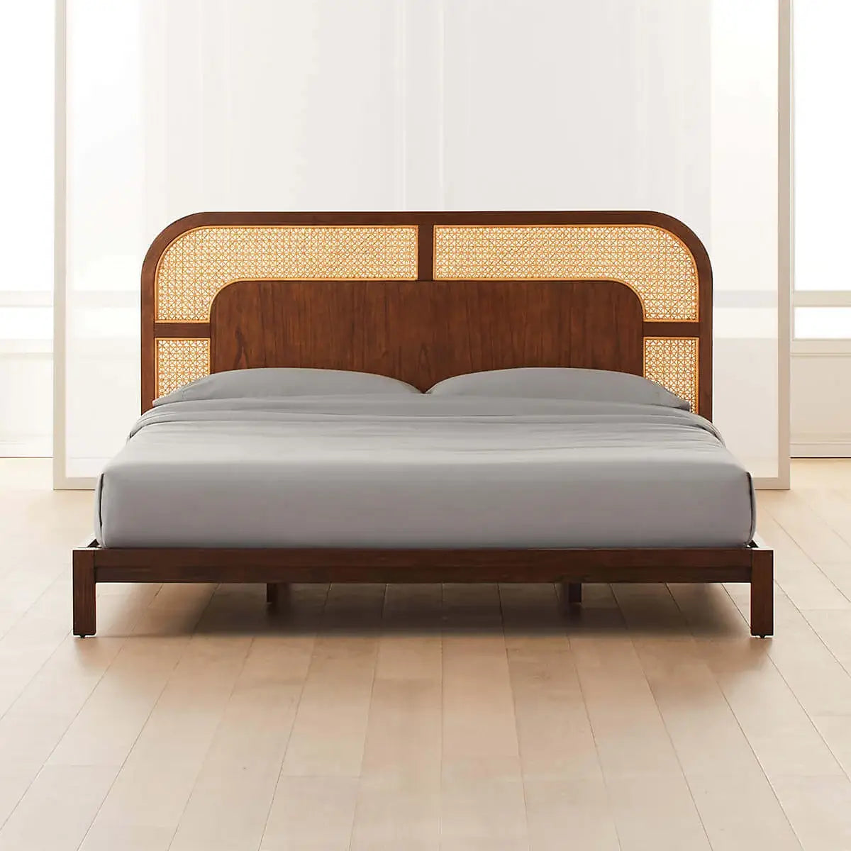 VERONA Solid Wood & Rattan King Bed