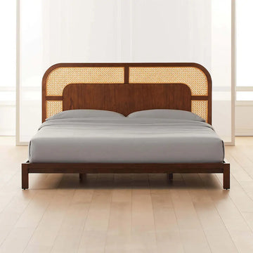 VERONA Solid Wood & Rattan King Bed