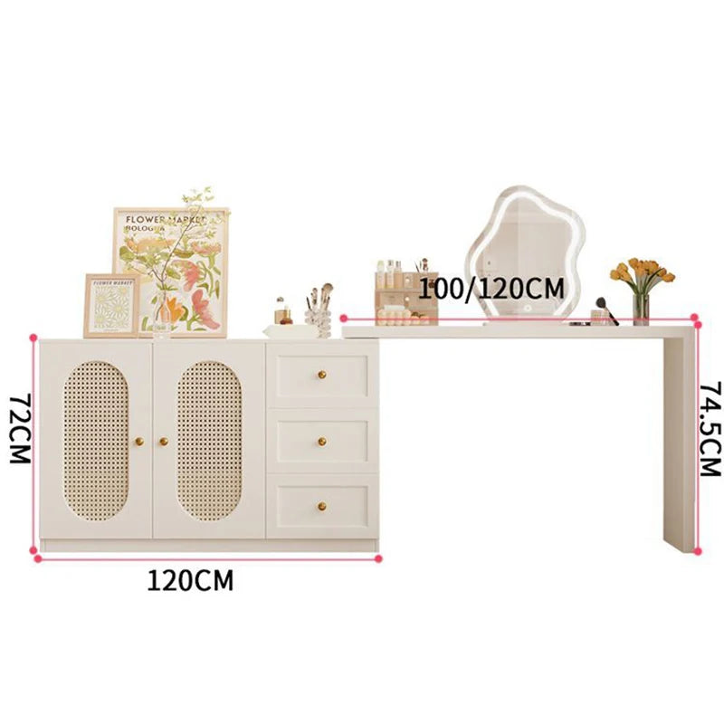 Luxury Mirrored Makeup Vanity with Drawers & Jewelry Box