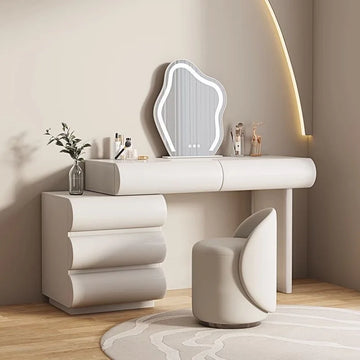 Corner Dressing Table with Storage, White Makeup Vanity