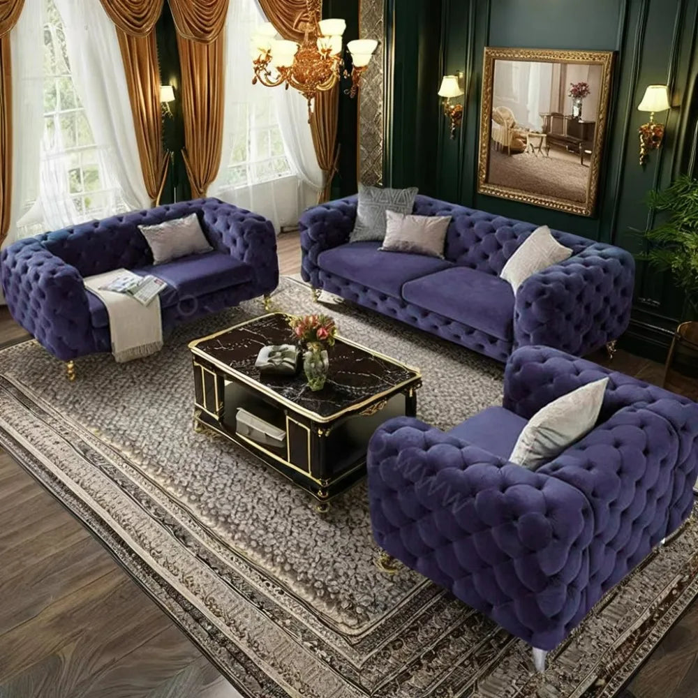 WISEMAX Luxury Chesterfield Sofa Set