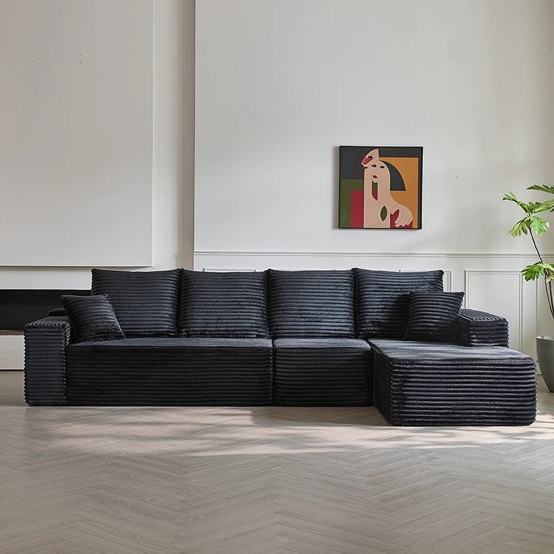Luxury Corduroy L-Shape Sofa