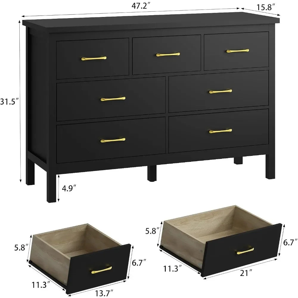 NoirGold 7-Drawer Dresser