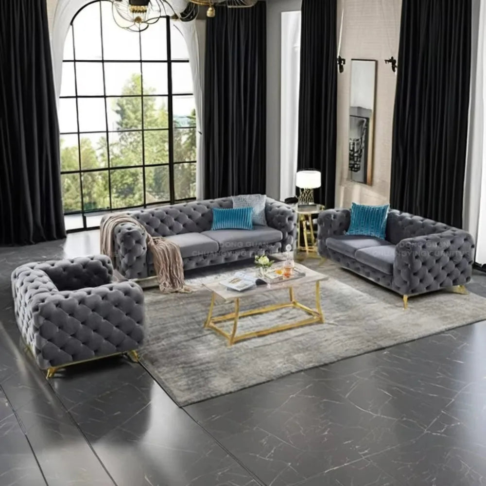 WISEMAX Luxury Chesterfield Sofa Set