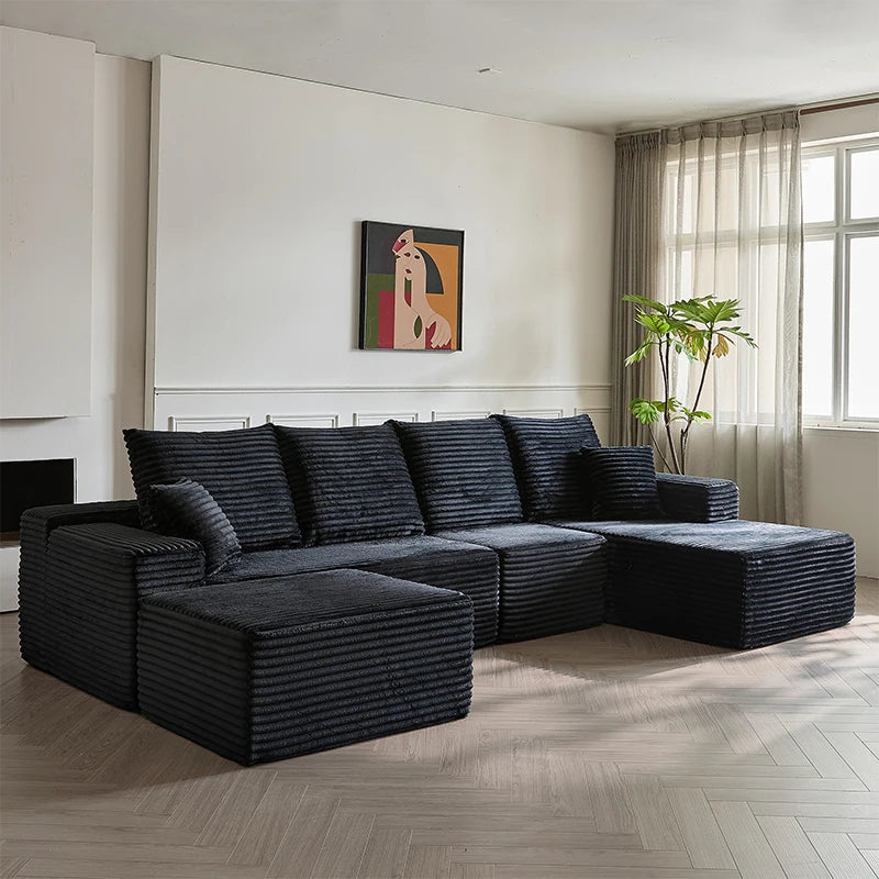 Luxury Corduroy L-Shape Sofa