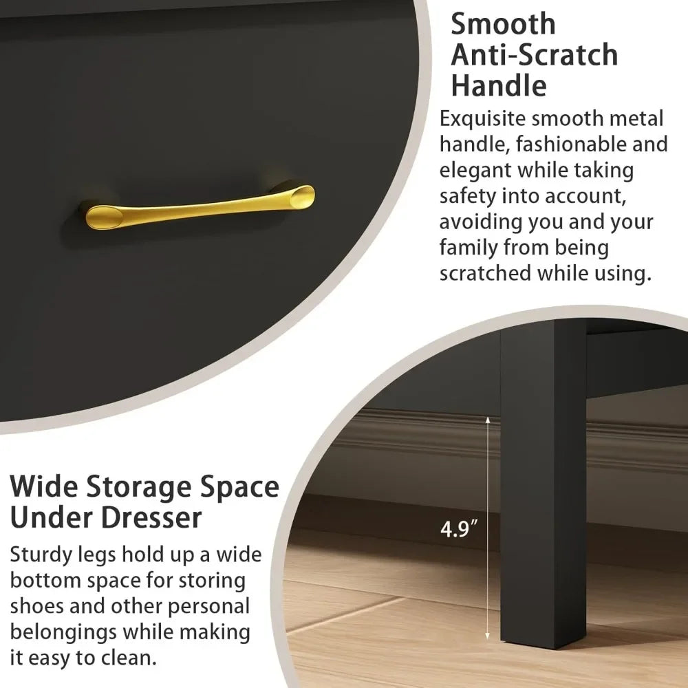 NoirGold 7-Drawer Dresser