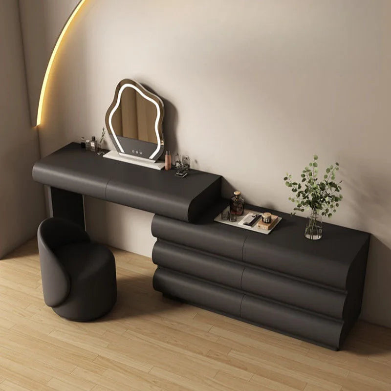 Corner Dressing Table with Storage, White Makeup Vanity