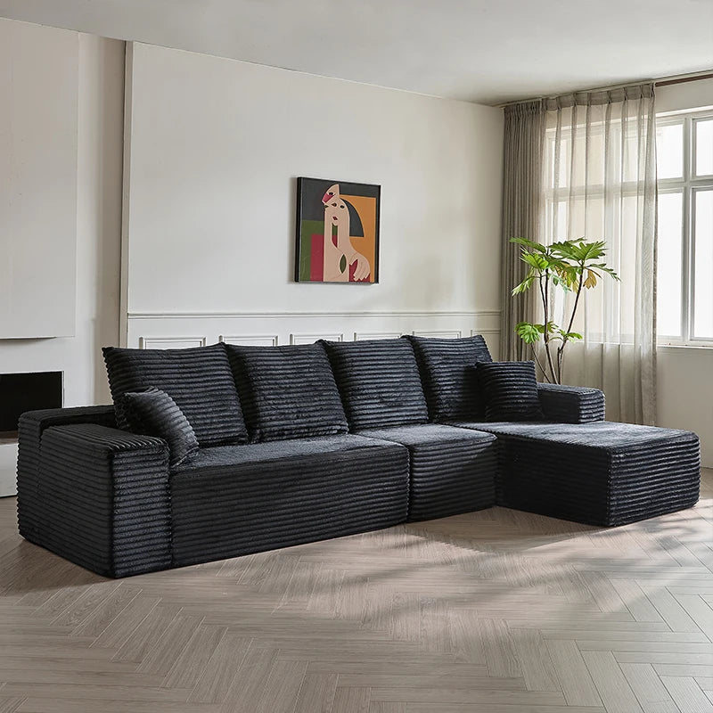 Luxury Corduroy L-Shape Sofa