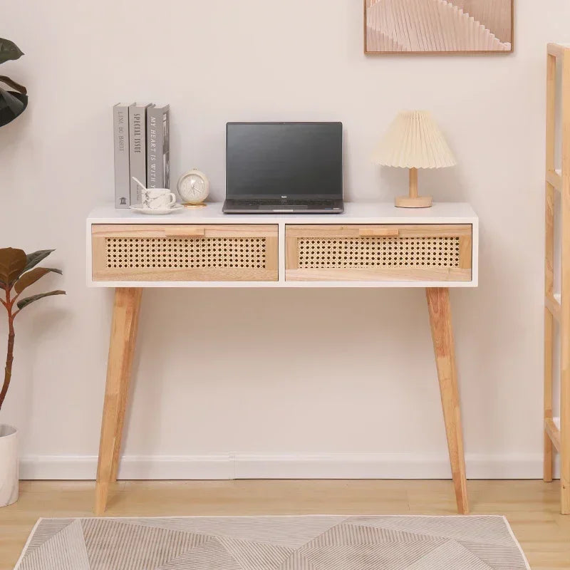 NordRiva Rattan Desk Vanity