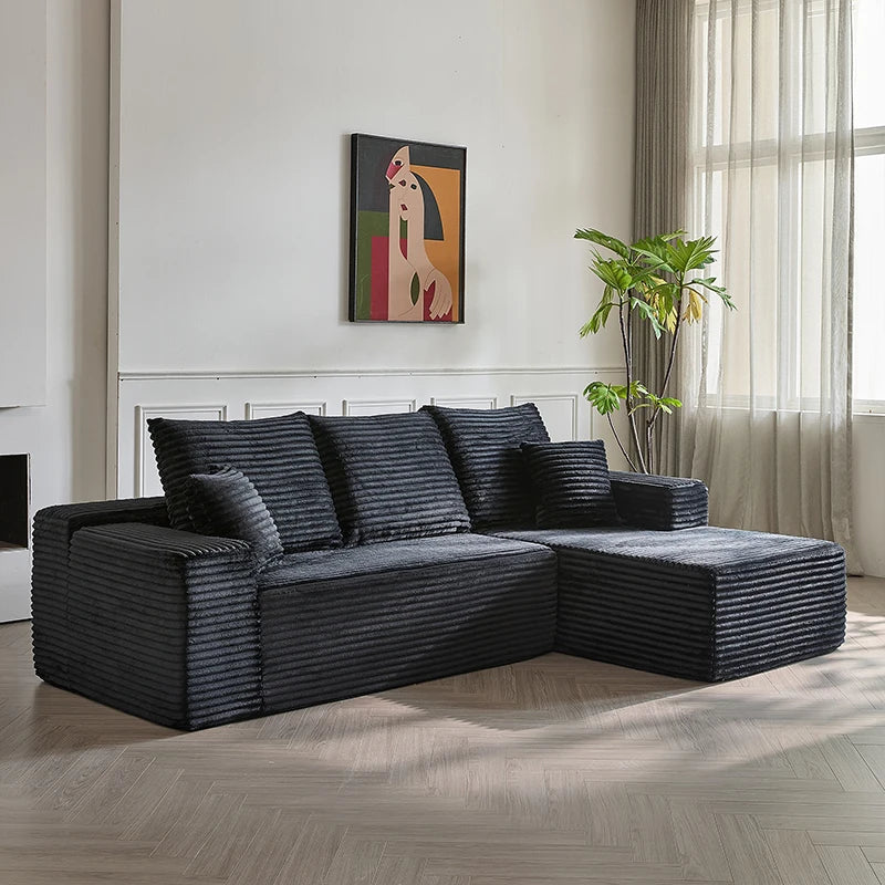 Luxury Corduroy L-Shape Sofa