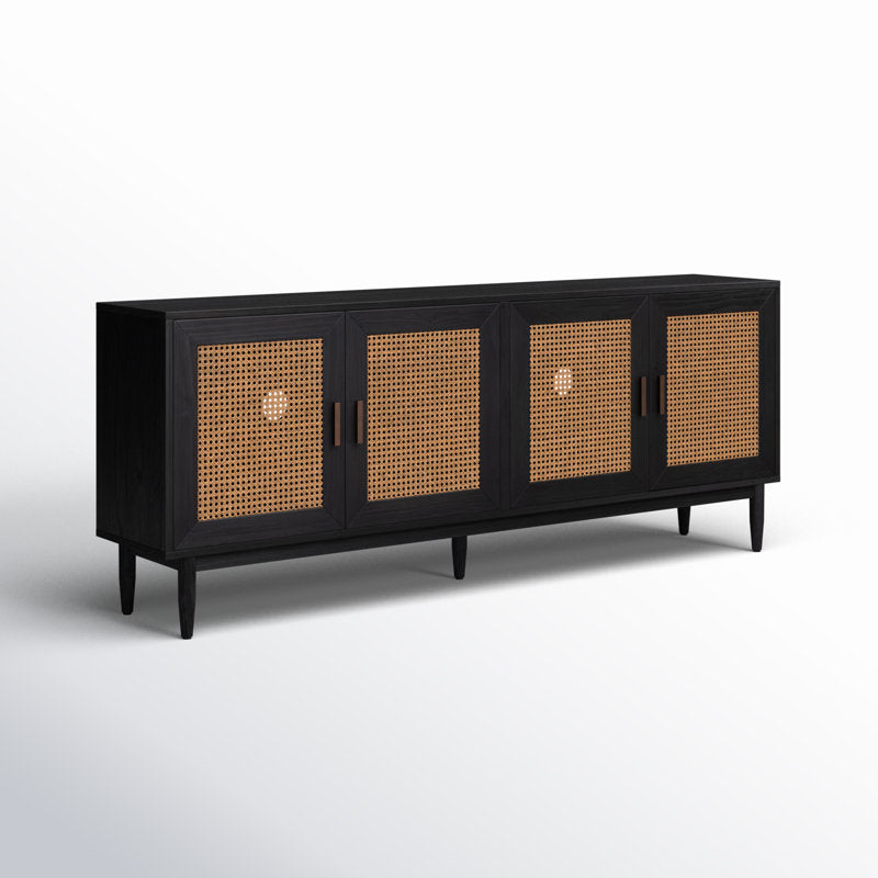 Noir Cane Door Cabinet