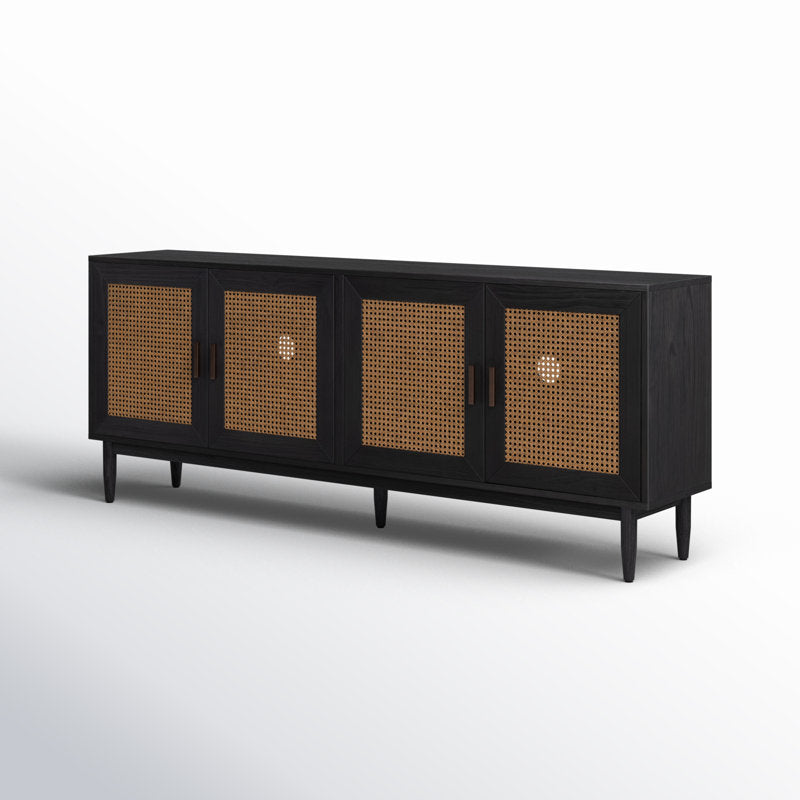 Noir Cane Door Cabinet