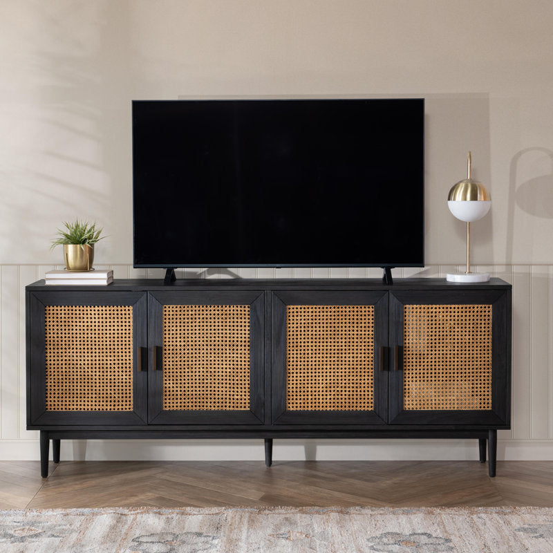 Noir Cane Door Cabinet