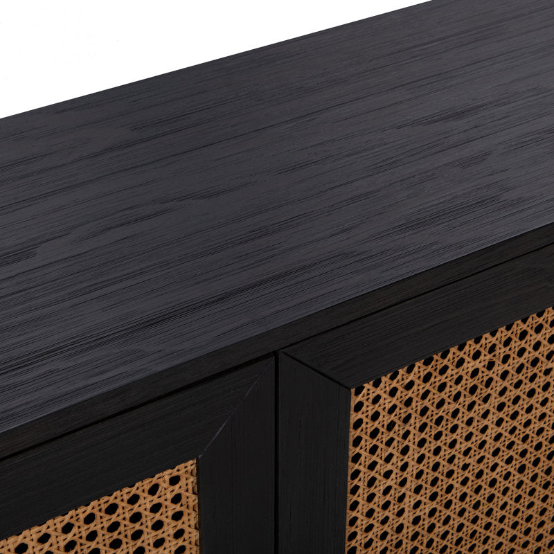 Noir Cane Door Cabinet