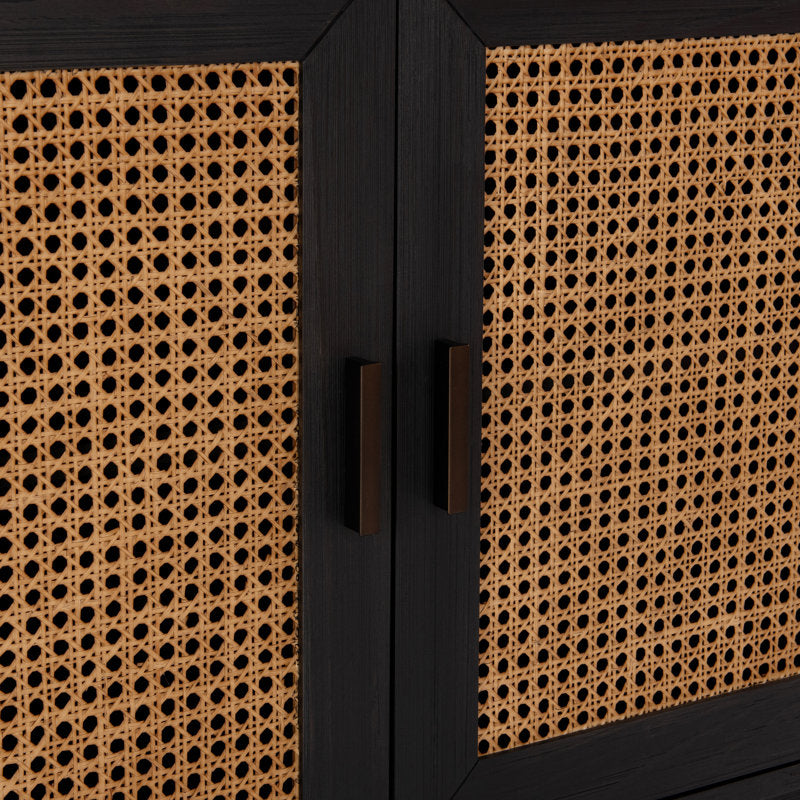 Noir Cane Door Cabinet