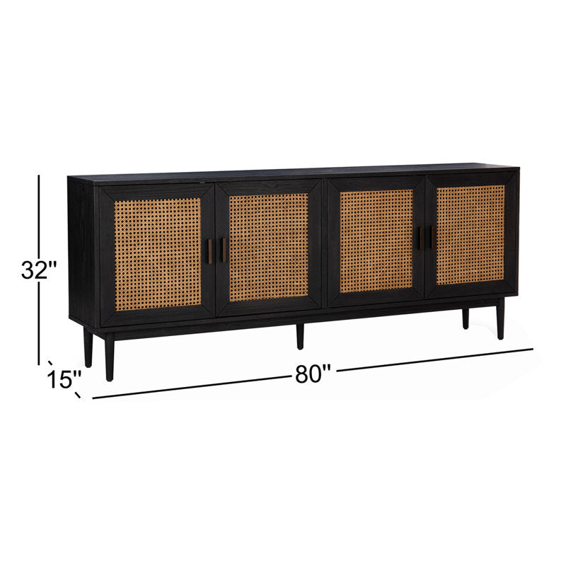 Noir Cane Door Cabinet