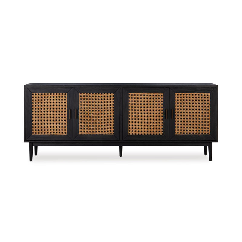 Noir Cane Door Cabinet