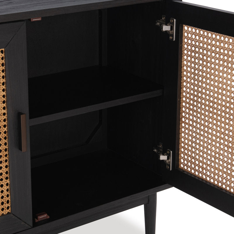 Noir Cane Door Cabinet