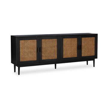 Noir Cane Door Cabinet