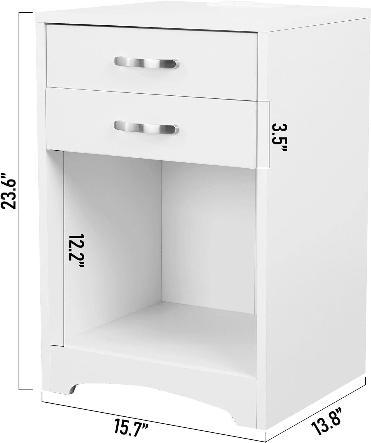 Nightstands with Charging Station 2 Drawer