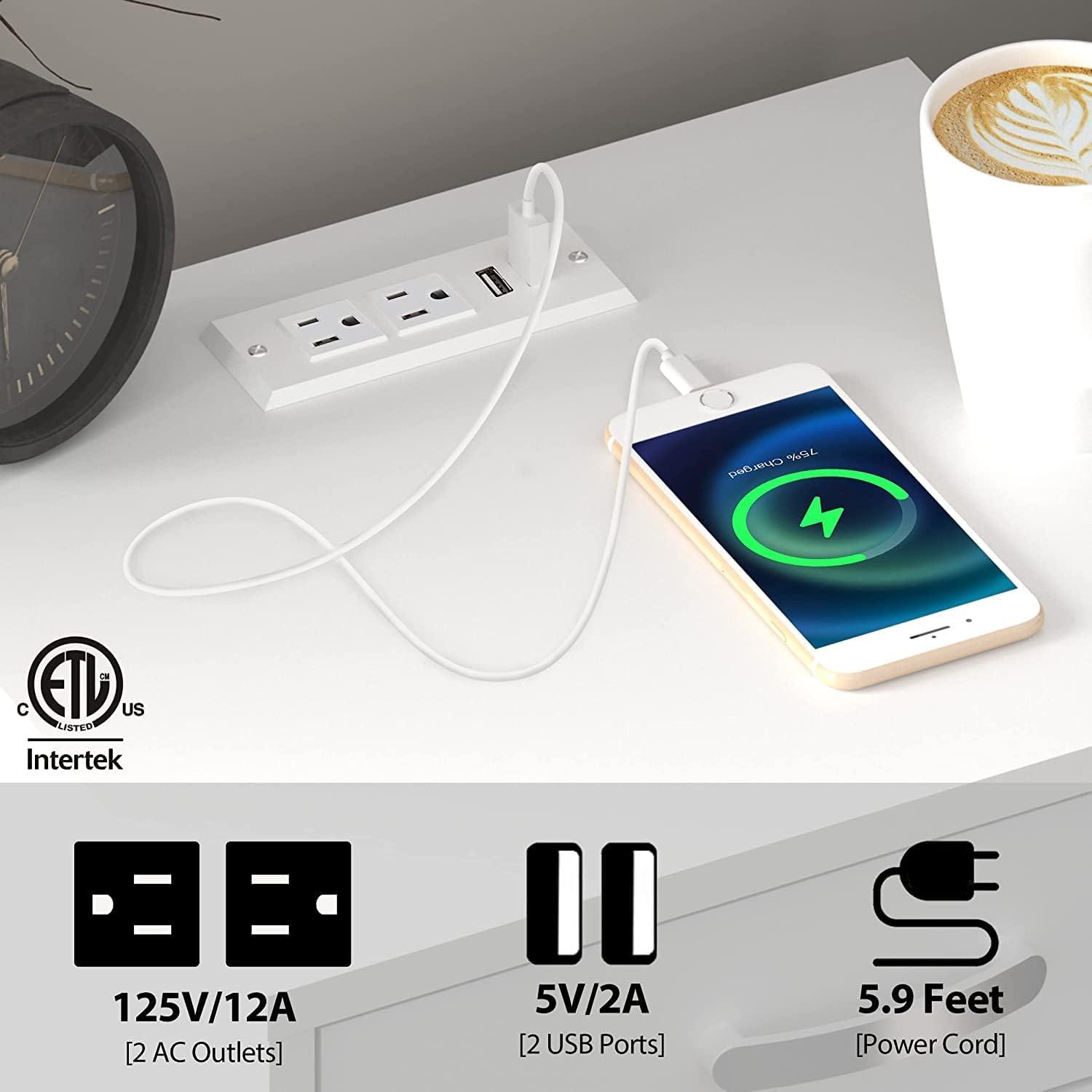 Nightstands with Charging Station 2 Drawer