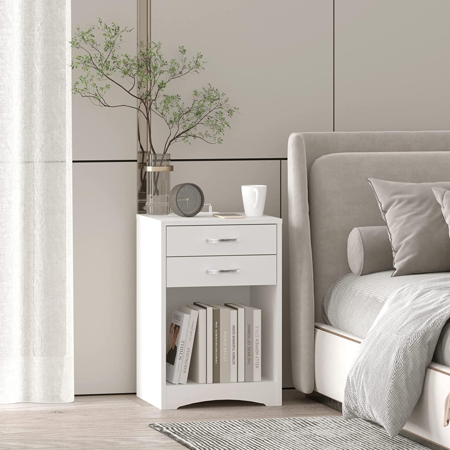 Nightstands with Charging Station 2 Drawer
