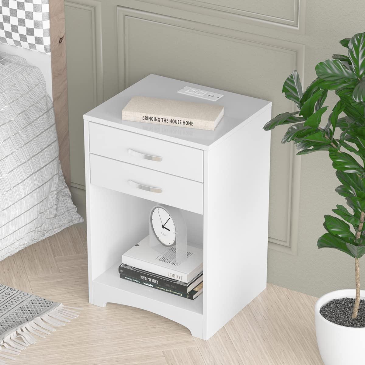 Nightstands with Charging Station 2 Drawer