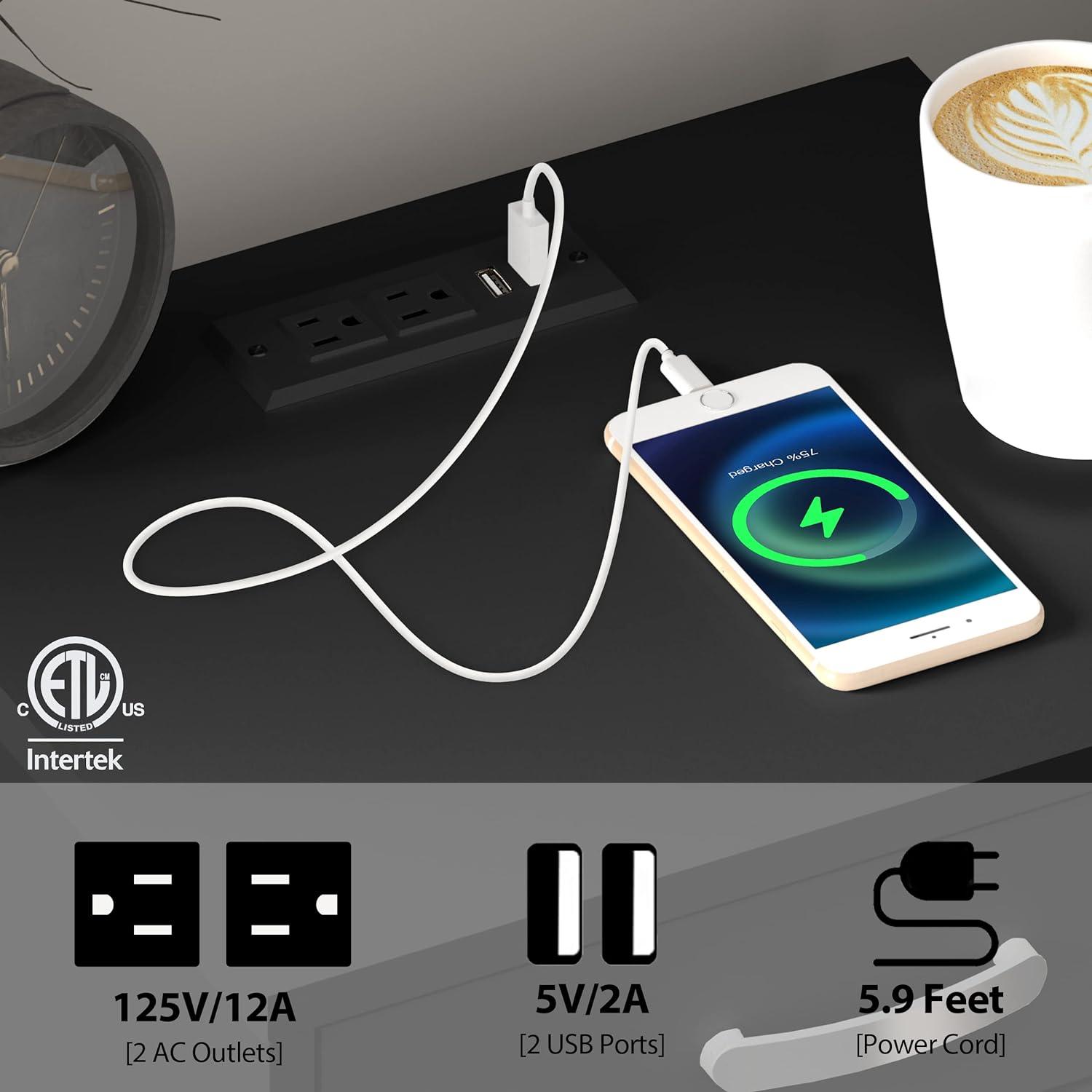 Nightstands with Charging Station 2 Drawer
