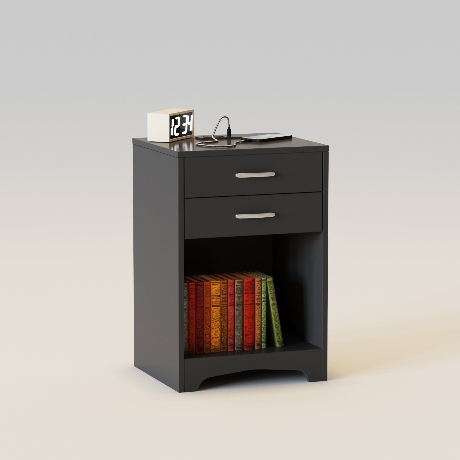Nightstands with Charging Station 2 Drawer