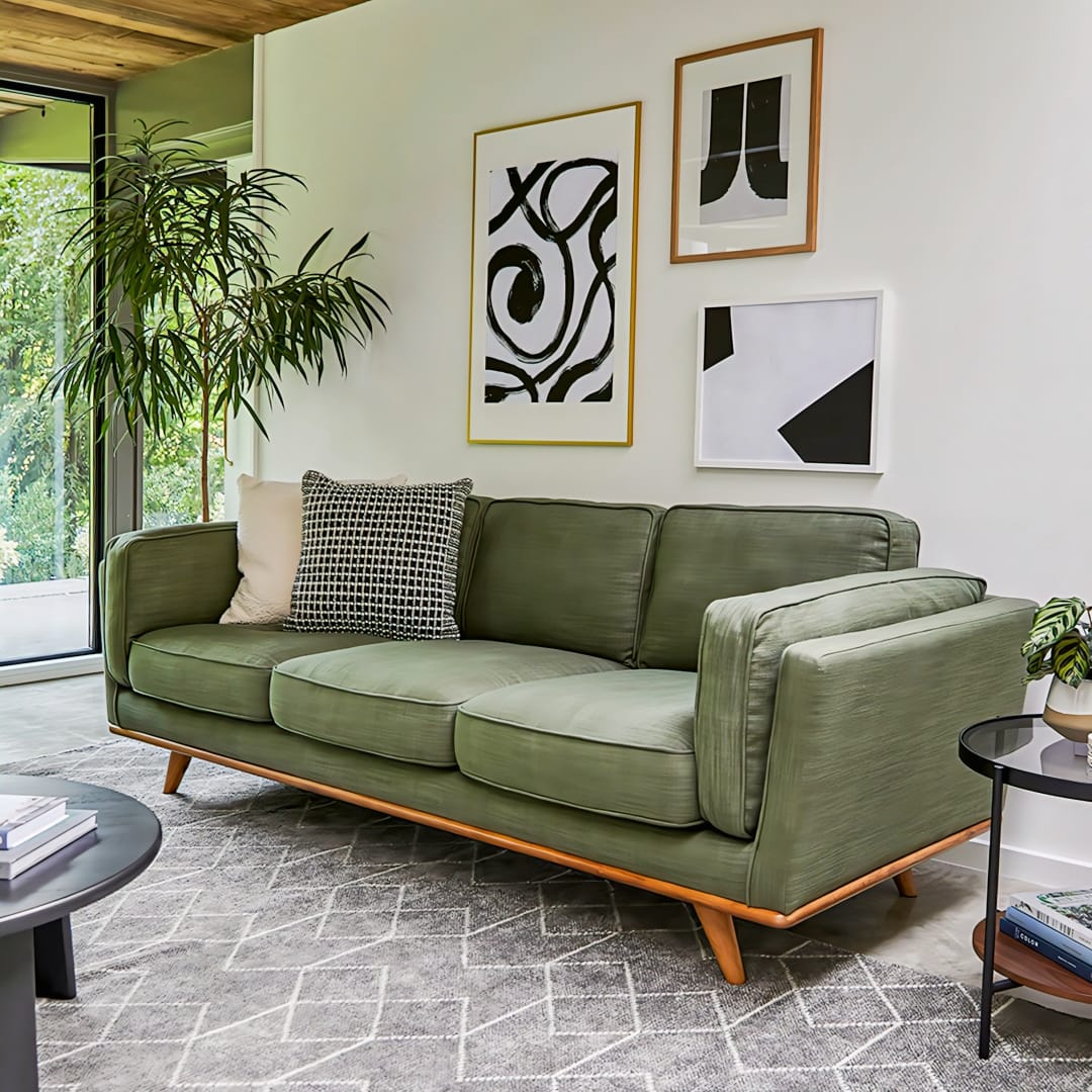 Sage-Colored Sofa | Comfortable and Stylish Home Accent