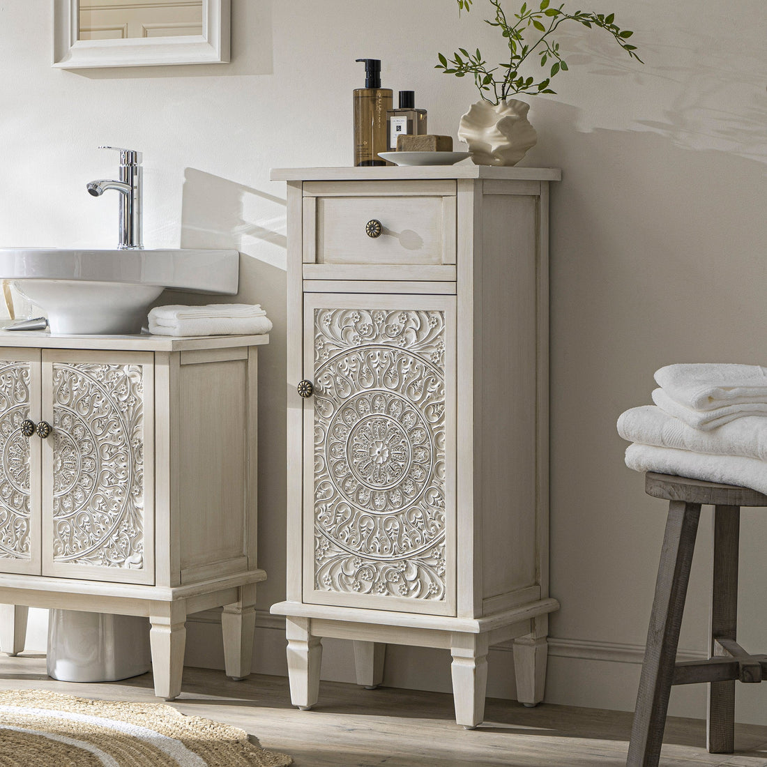 Chantilly Carved Bath Cabinet