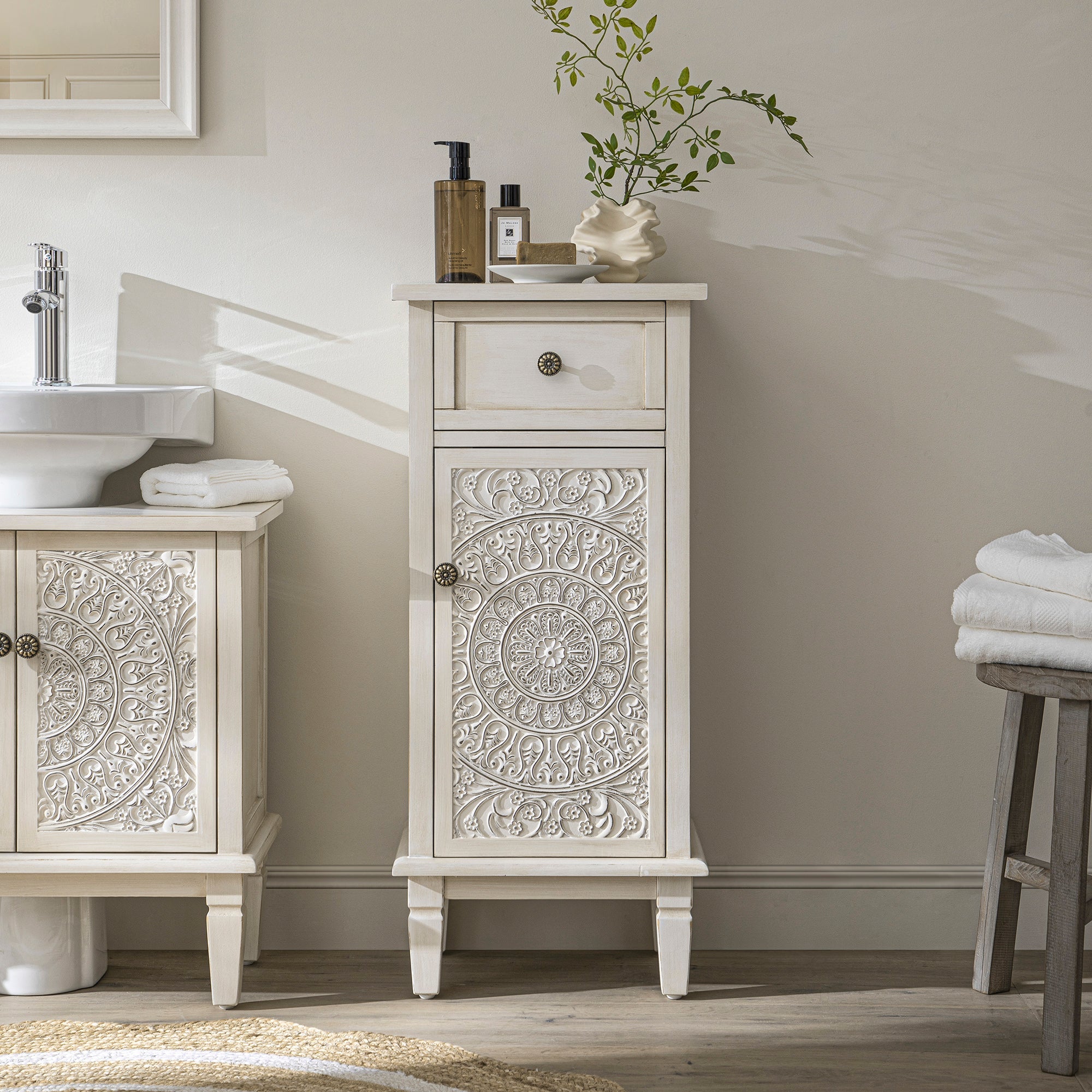Chantilly Carved Bath Cabinet