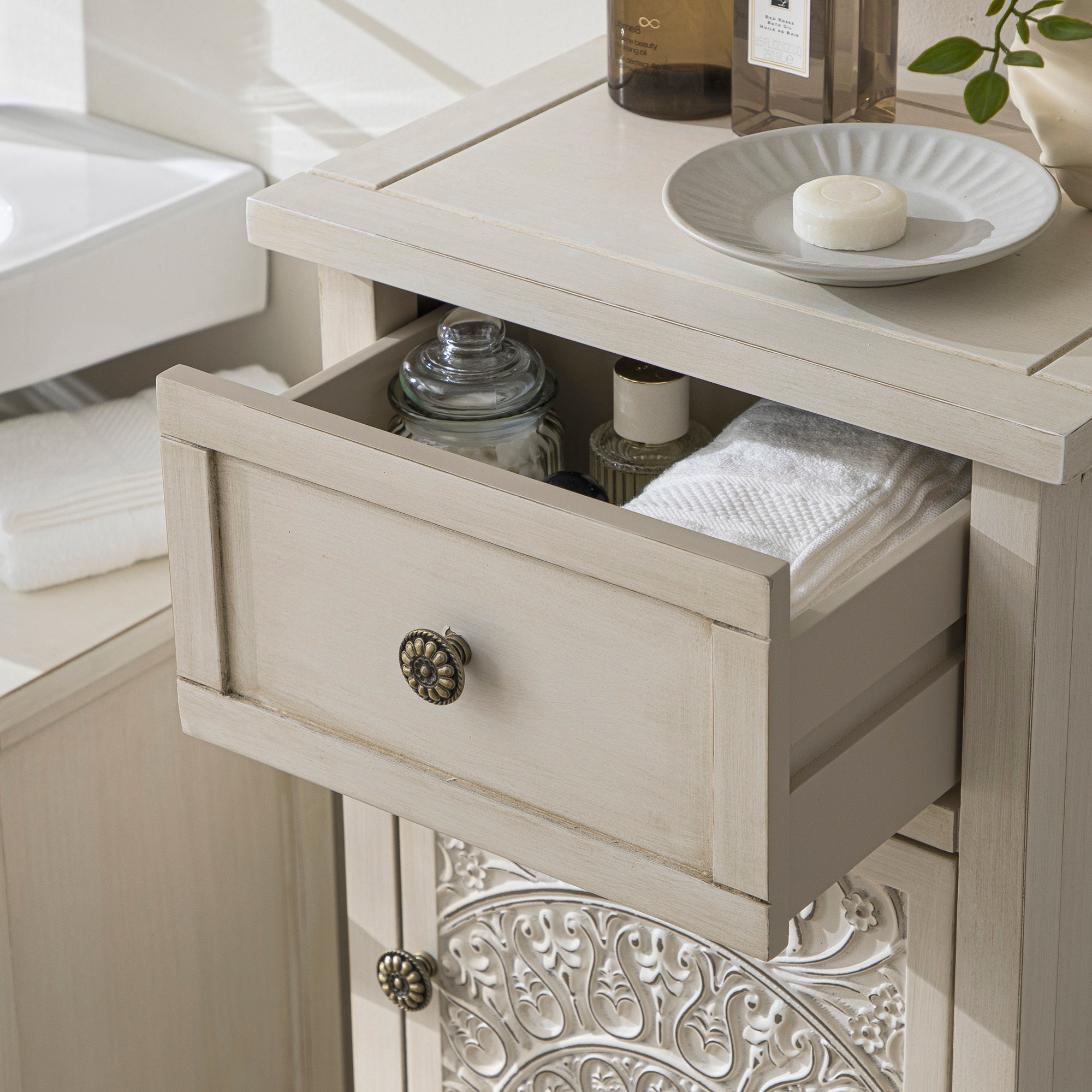 Chantilly Carved Bath Cabinet