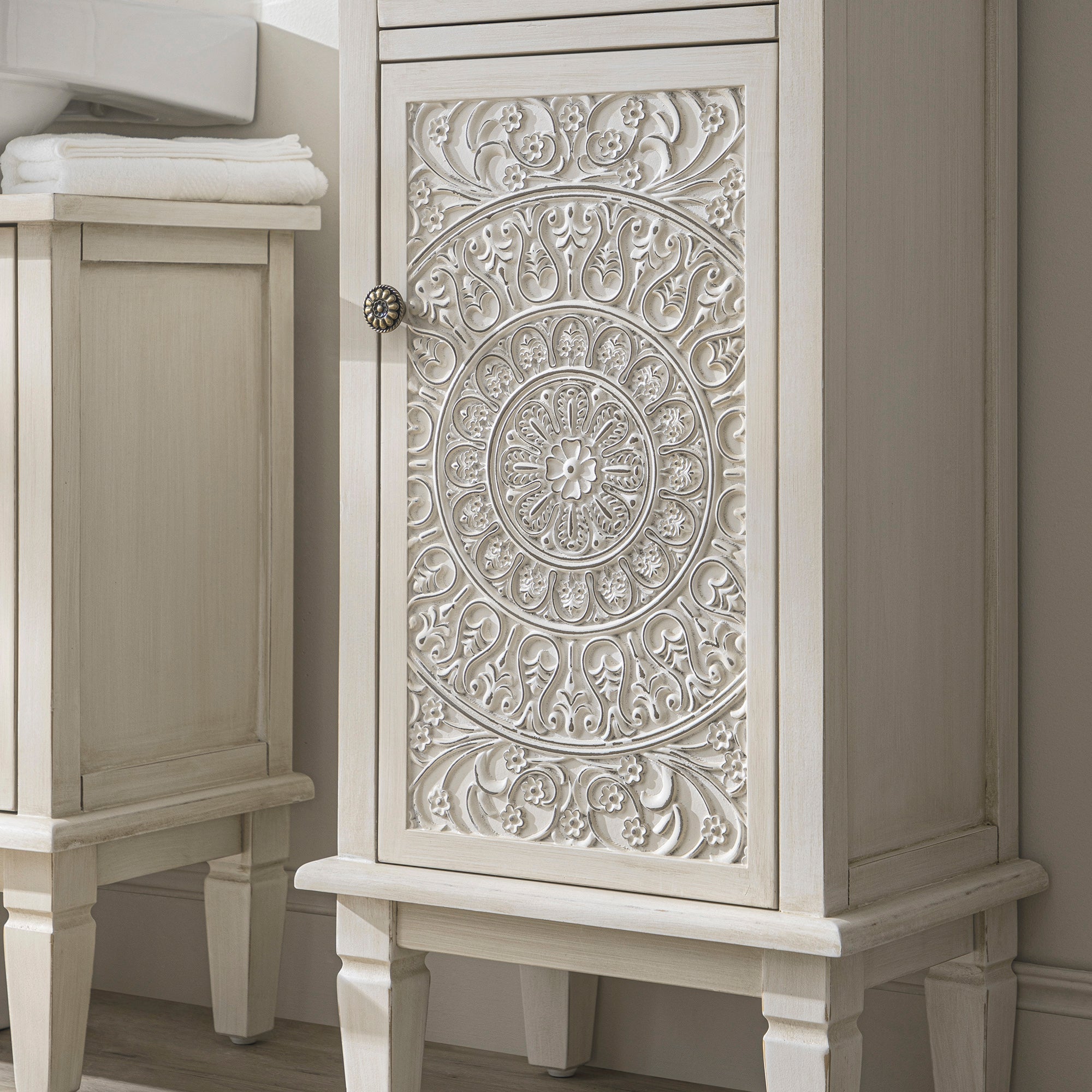 Chantilly Carved Bath Cabinet