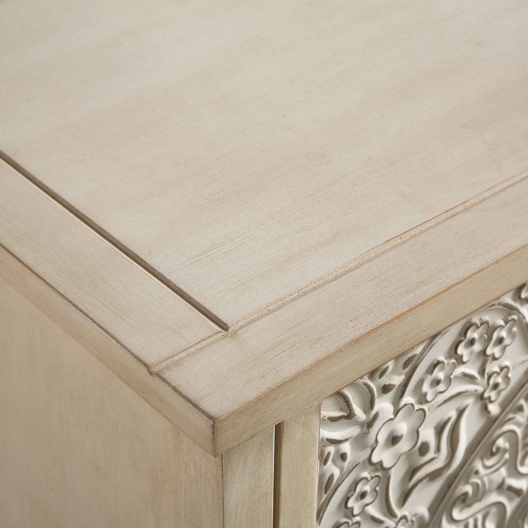 Chantilly Whitewashed Carved Small Sideboard