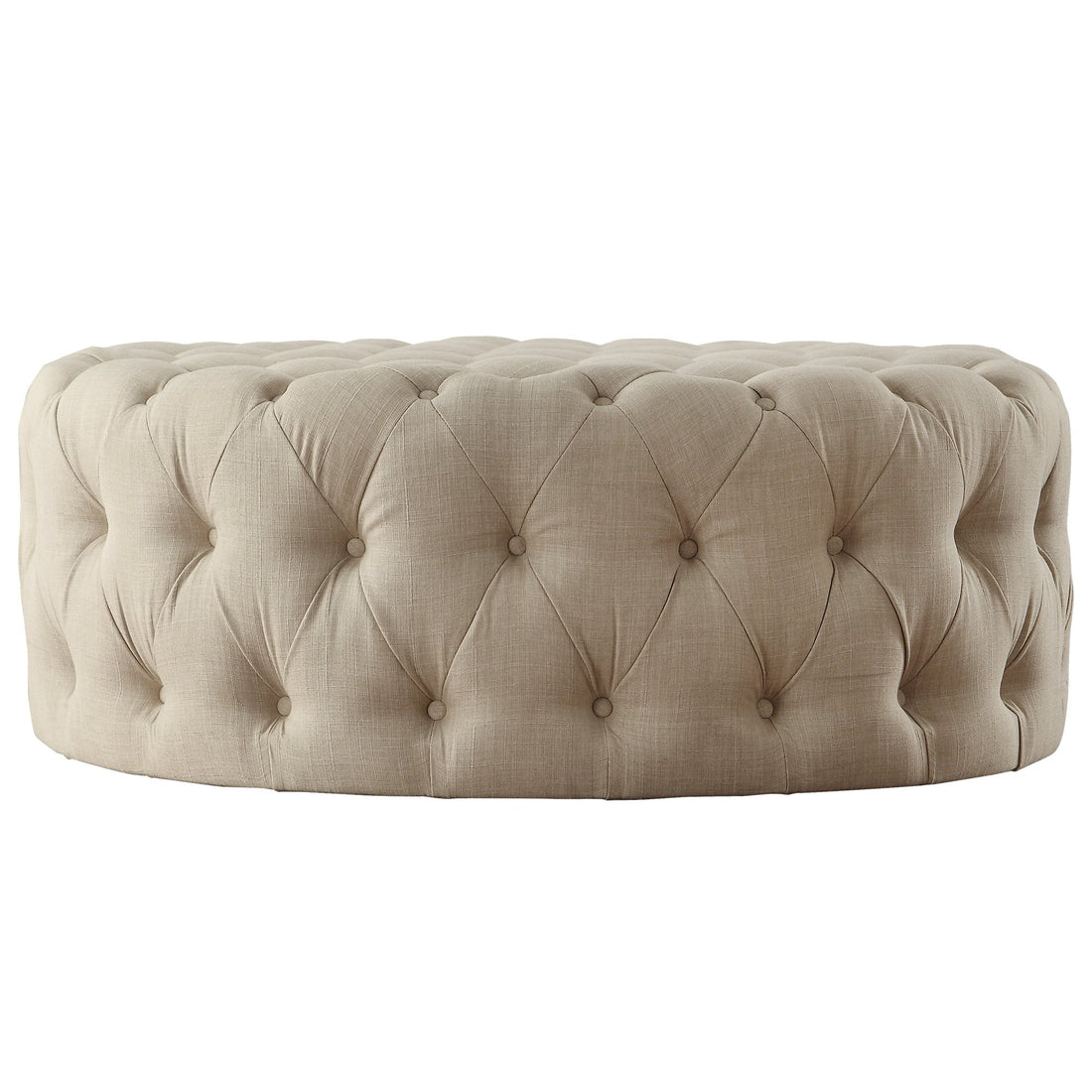 Round Tufted Ottoman with Casters
