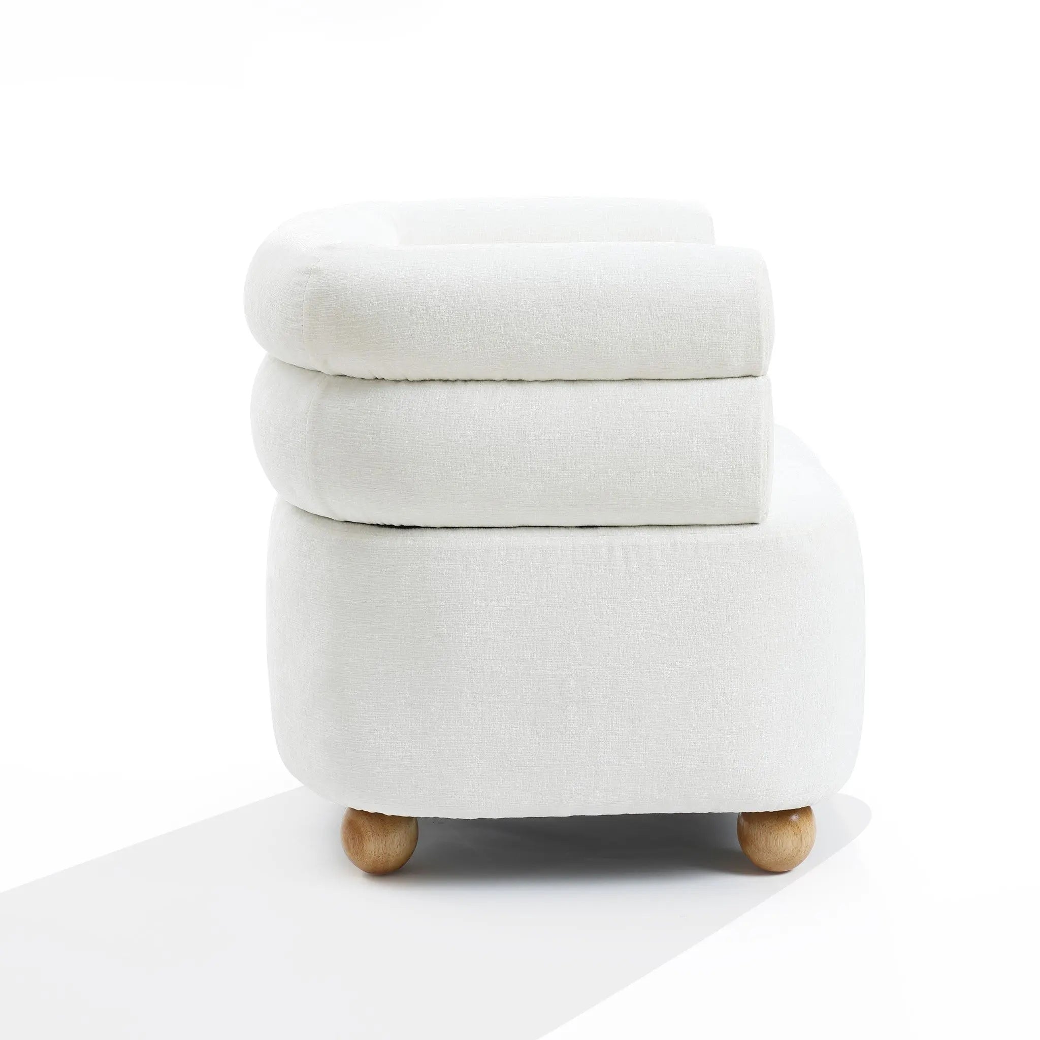 Tia ivory barrel accent chair with wood ball legs