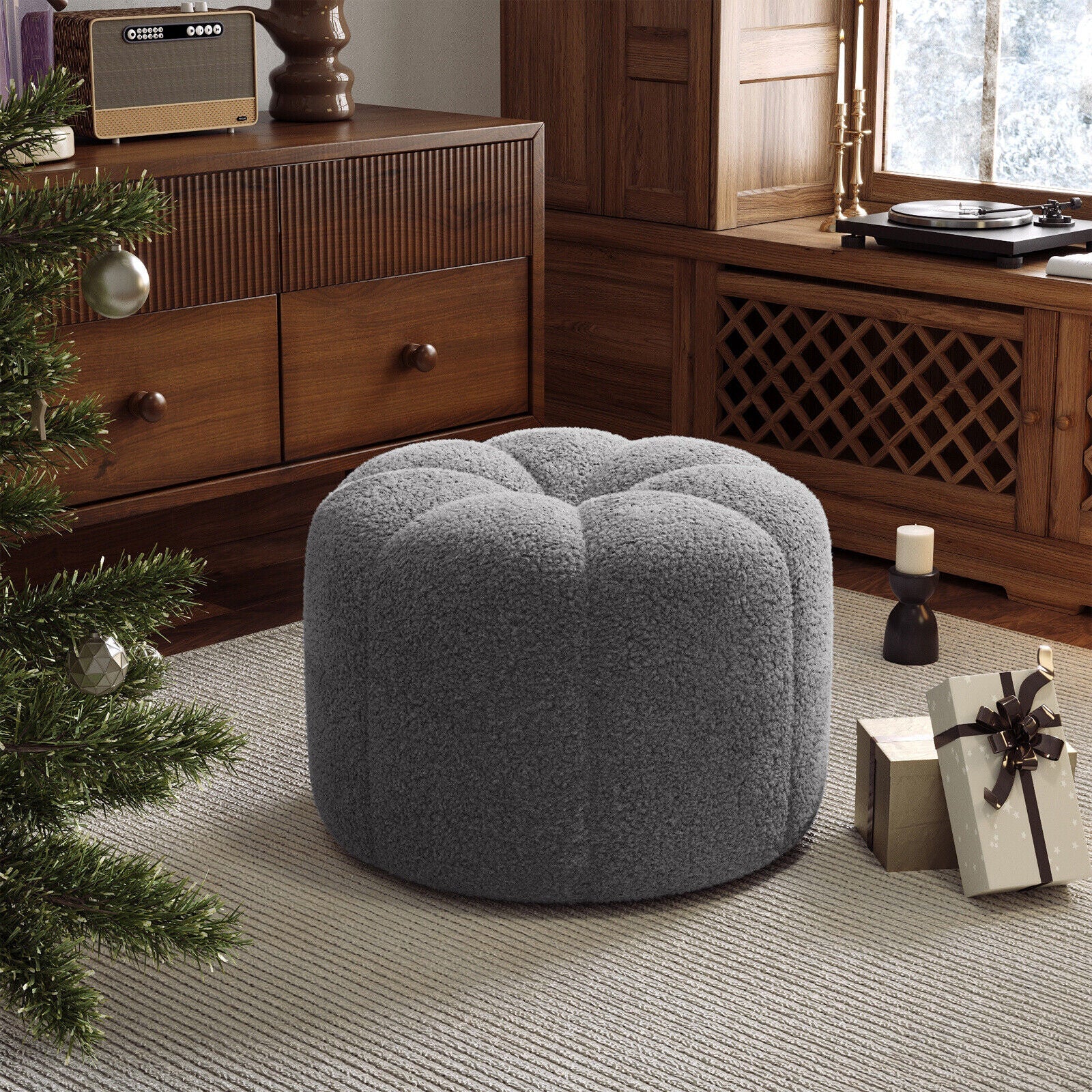 Velvet Edge Ottoman
